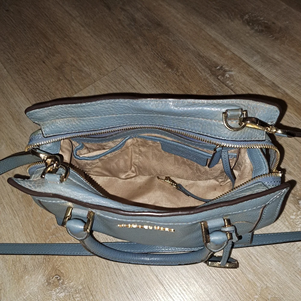 Michael Kors Blue Leather Satchel Crossbody Strap Bag